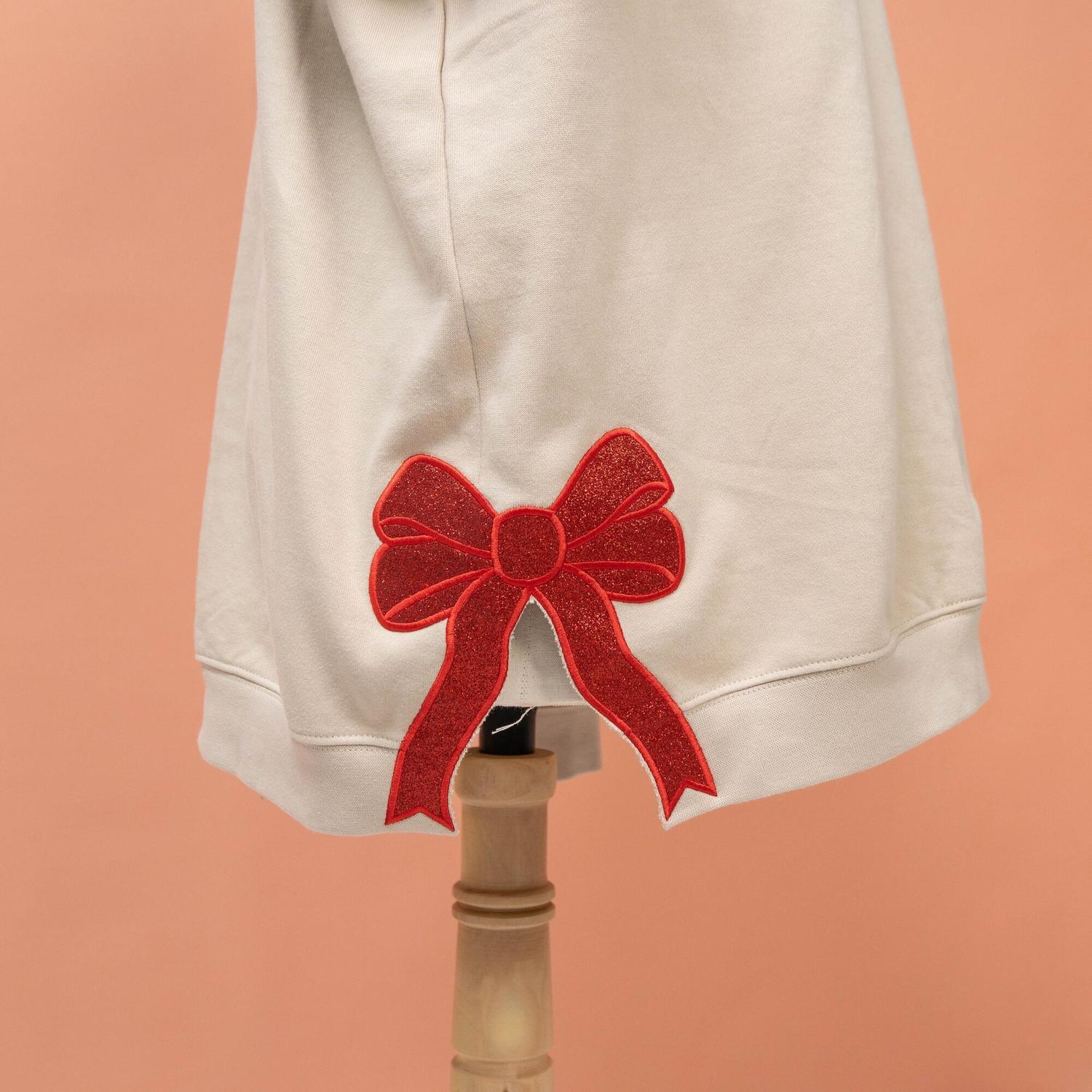 Mama Claus Side Bow Embroidered Sweatshirt