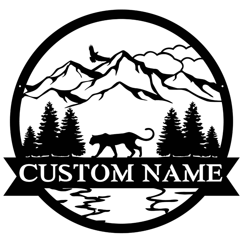 Custom Cougar Metal Wall Art With LED Lights