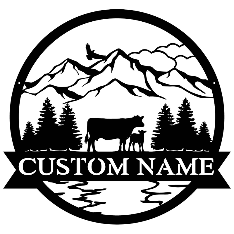 Custom Cow Metal Wall Art With LED Lights