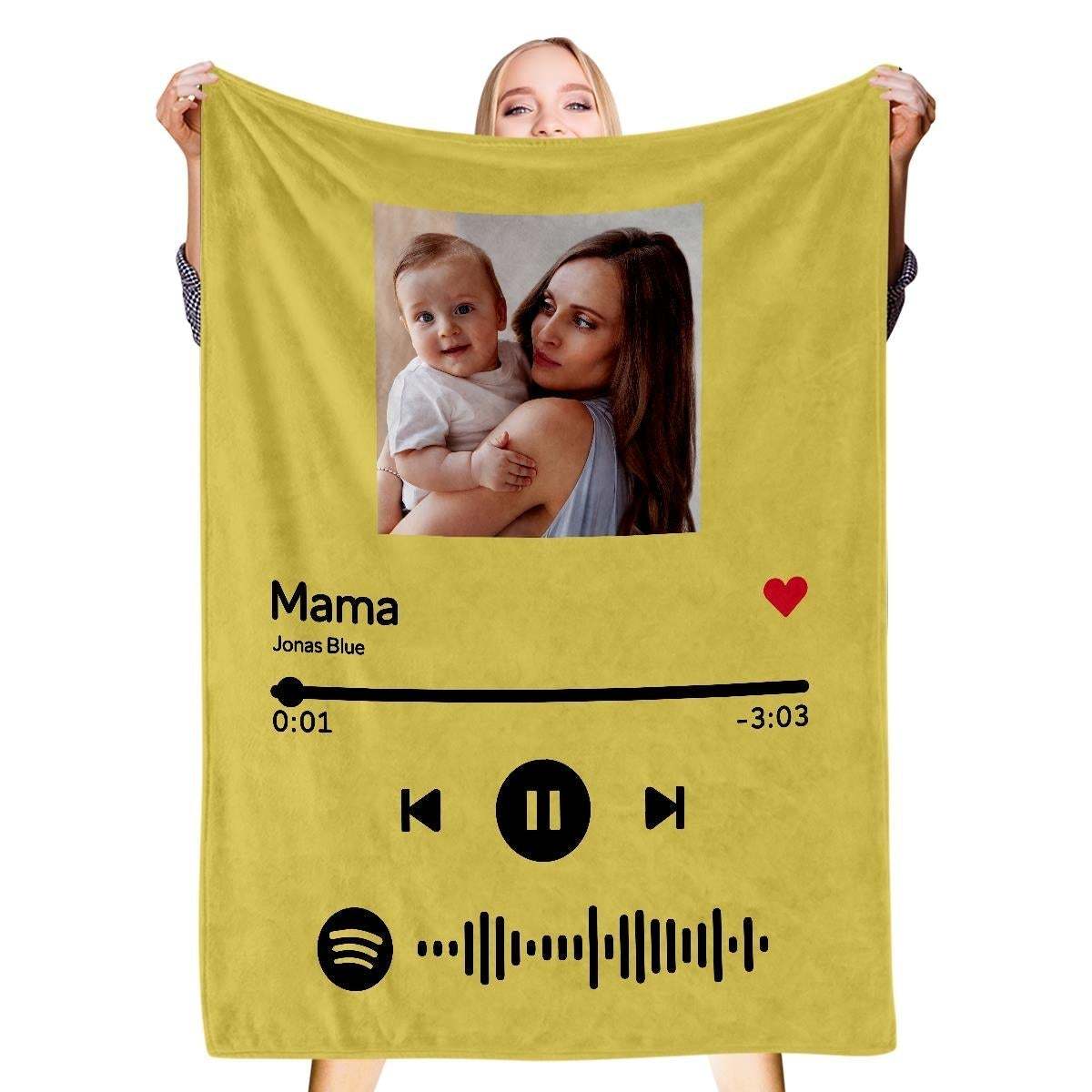 Scannable Spotify Music Code Blanket Personalized Photo Blanket Red Blanket Mother's Day Gift