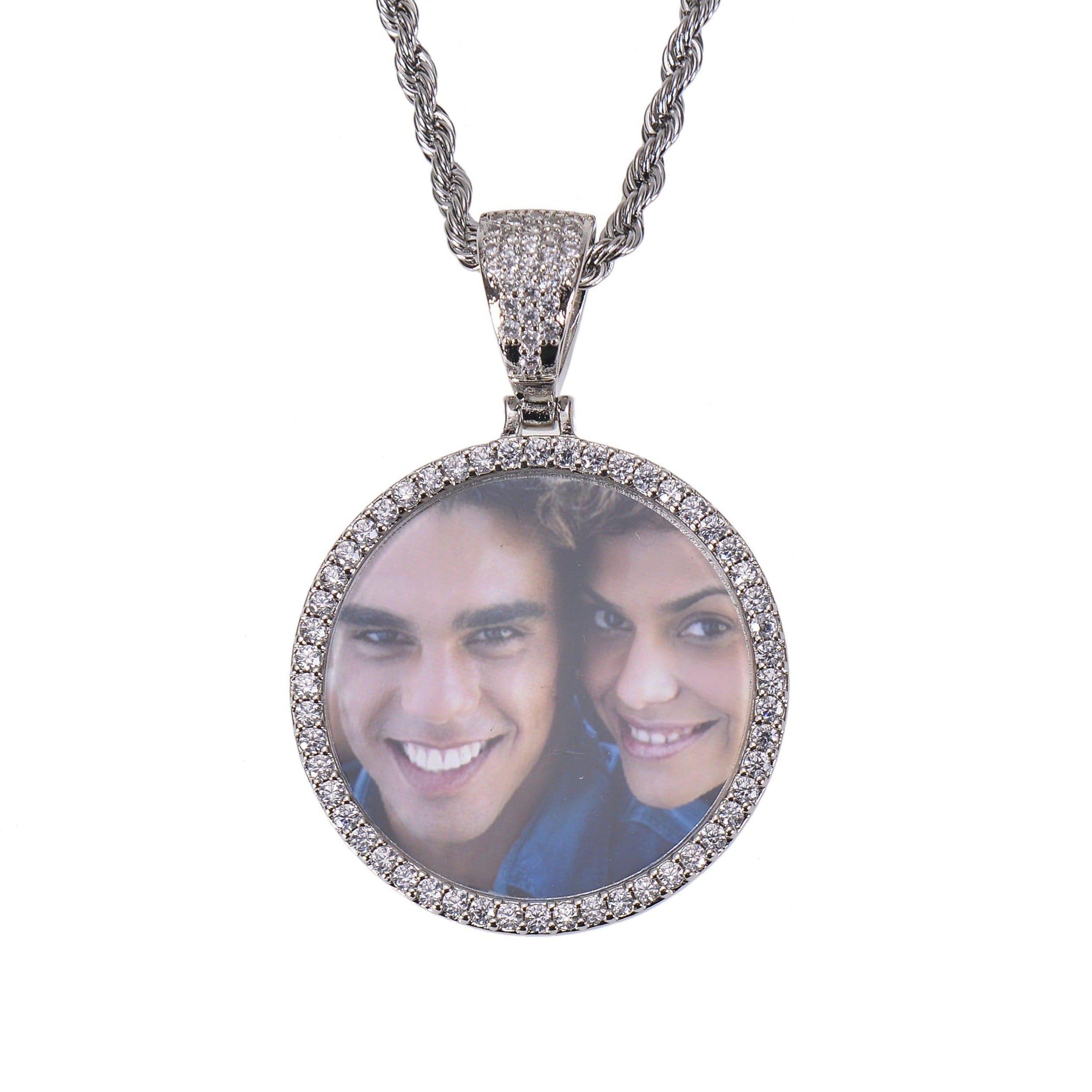 Diamond Studded Angel Wing Photo Necklace