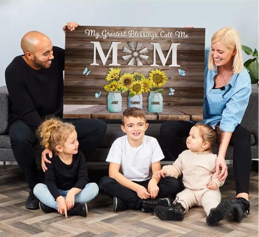 My Greatest Blessings Call Me Mom Custom Names Canvas| Mother's Day Gift