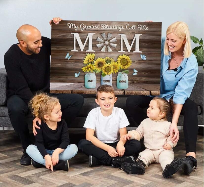 My Greatest Blessings Call Me Mom Custom Names Canvas| Mother's Day Gift