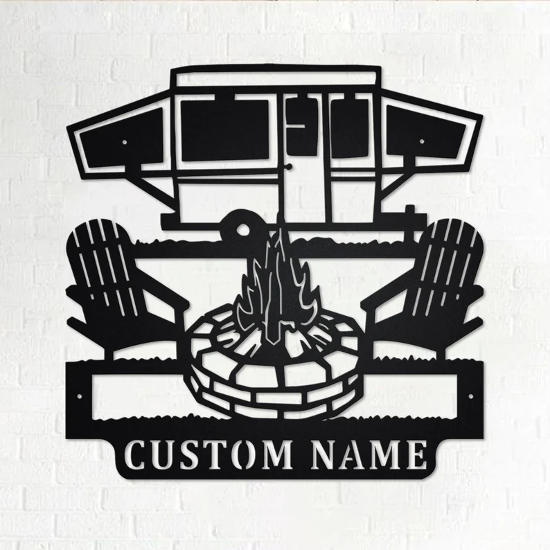 Personalized Camping Car Metal Wall Art With LED Lights
