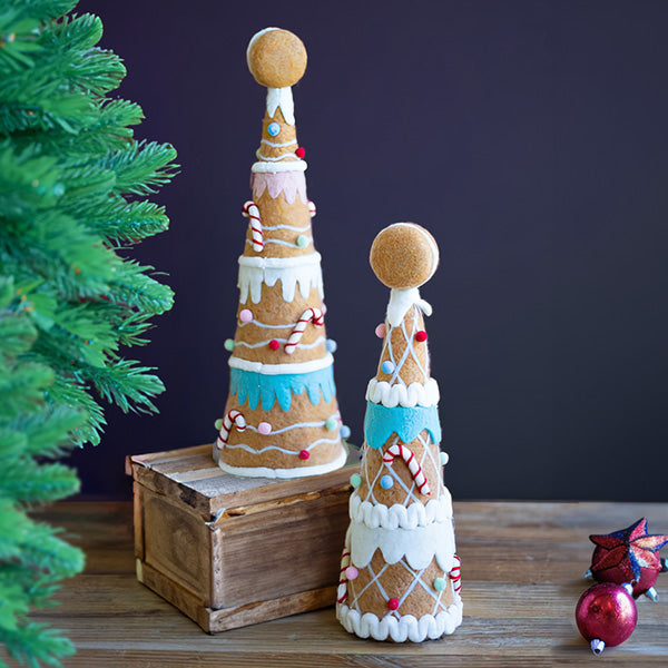 Felt Gingerbread Christmas Trees, Set of Two
