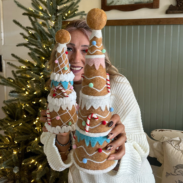Felt Gingerbread Christmas Trees, Set of Two