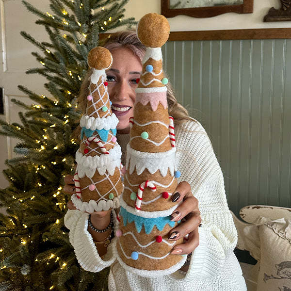 Felt Gingerbread Christmas Trees, Set of Two