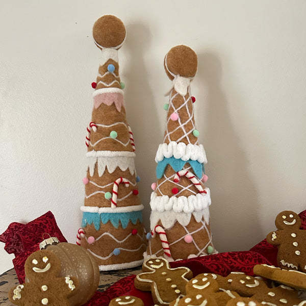 Felt Gingerbread Christmas Trees, Set of Two