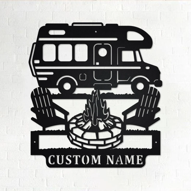 Personalized Motorhome Camper Metal Wall Art With LED Lights
