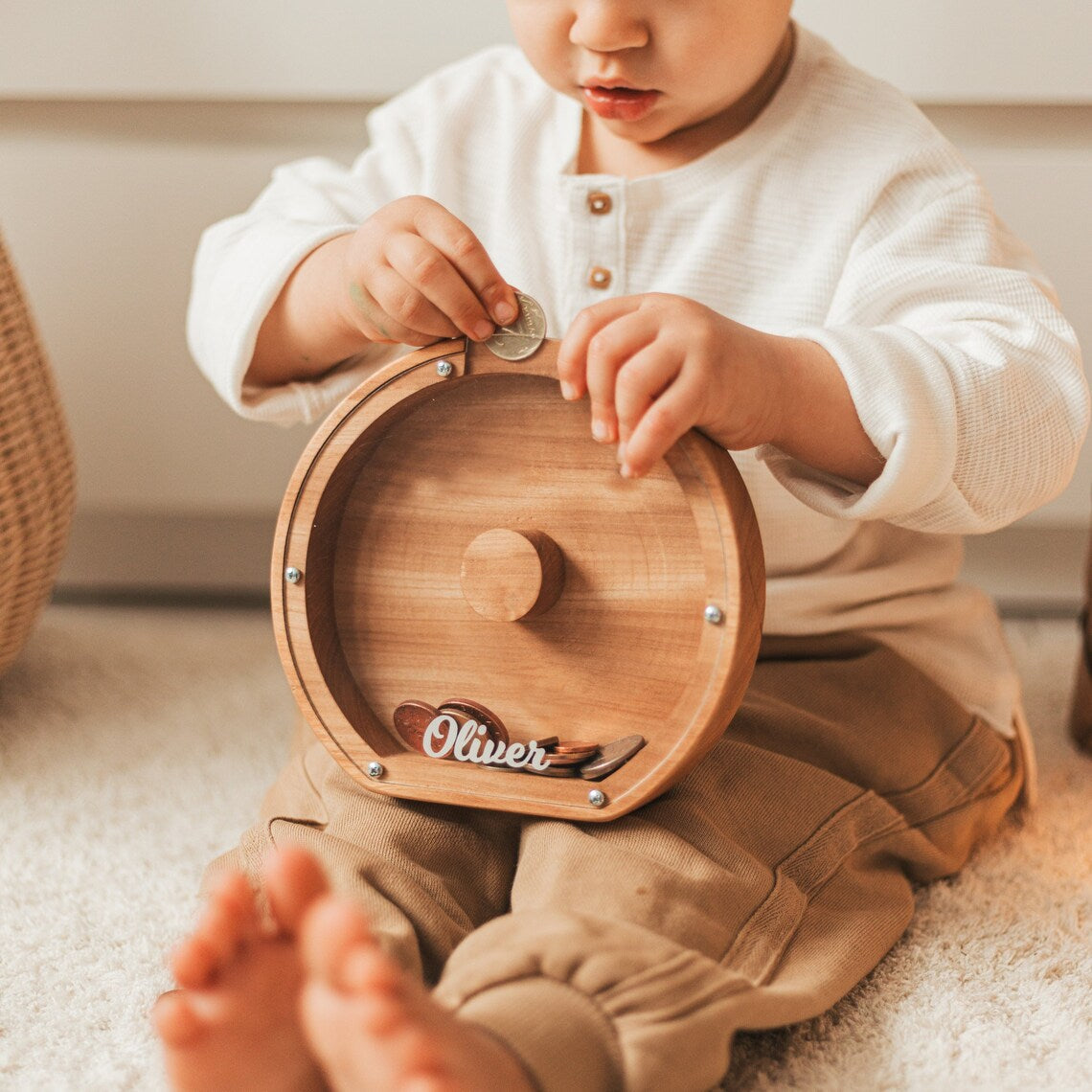 Personalized Wooden Letter Piggy Bank - Gifts for Kids