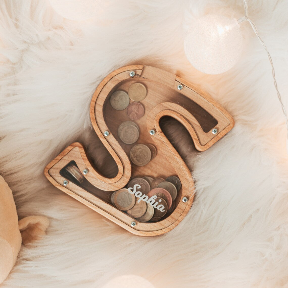 Personalized Wooden Letter Piggy Bank - Gifts for Kids