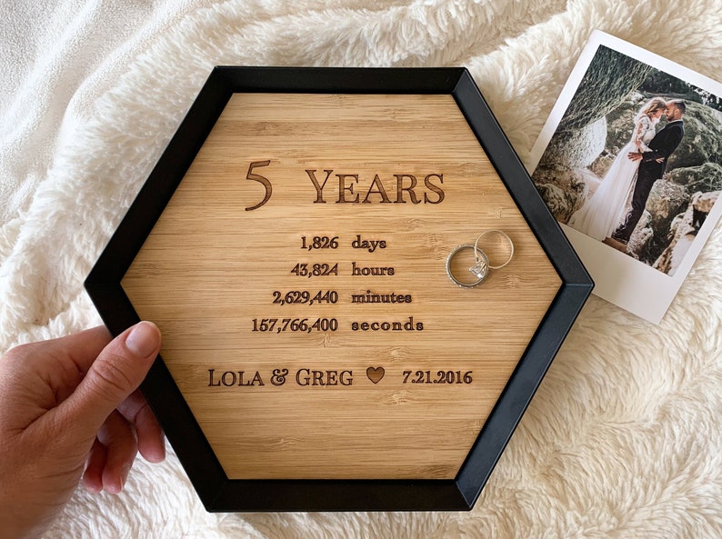 5 Years- Wood Anniversary Gift- Custom Wood Bamboo Tray - 5th Anniversary Gift Idea- Engraved wood catchall tray