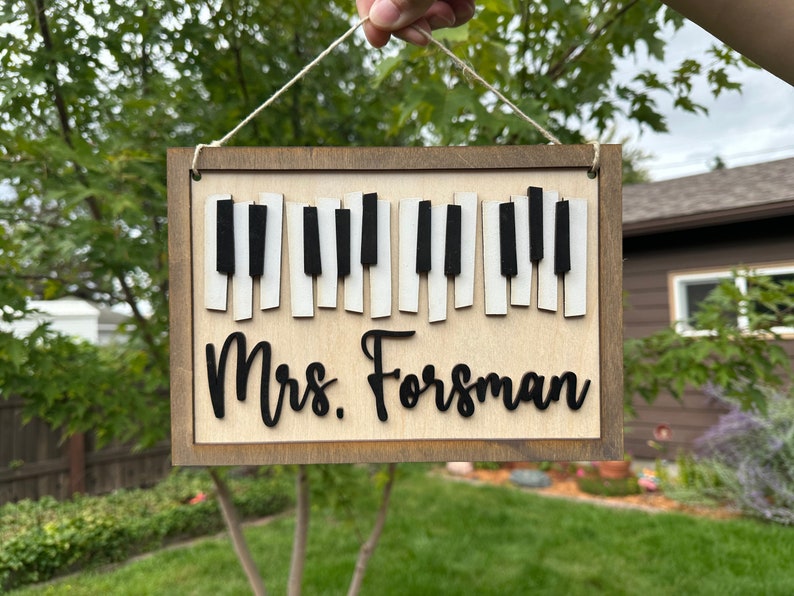 Music Teacher Door Hanger Personalized Music Teacher Name Sign Music Teacher Appreciation Gift Piano Teacher Gift Music Classroom Decor