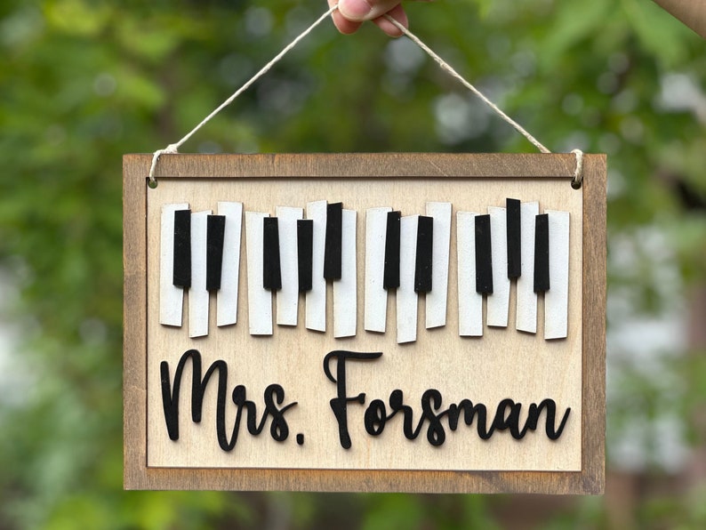 Music Teacher Door Hanger Personalized Music Teacher Name Sign Music Teacher Appreciation Gift Piano Teacher Gift Music Classroom Decor