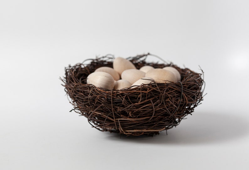 Family Tree Nest with Engraved Wood Eggs with Names, Grandparent Gift with Children's Names, Prayer Tokens, Personalized Name Gift