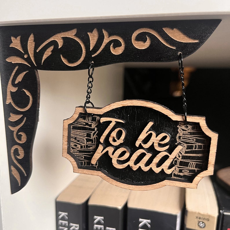 To be Read Bookshelf Sign, Bookshelf Genre Hangers, Bookshelf sign charms, Wood Bookshelf tbr signs, wooden to be read bookish library sign