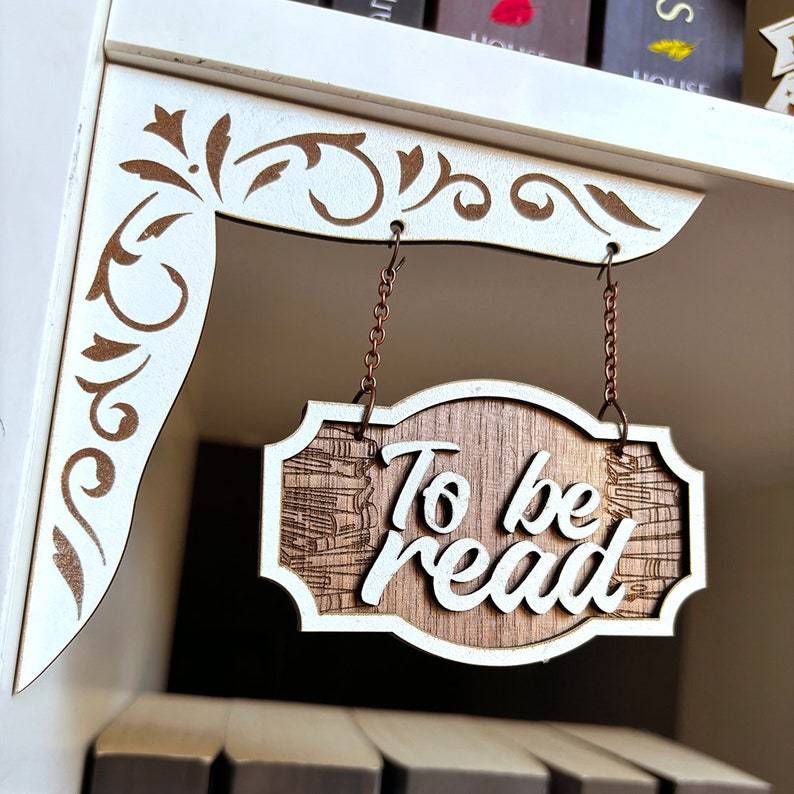 To be Read Bookshelf Sign, Bookshelf Genre Hangers, Bookshelf sign charms, Wood Bookshelf tbr signs, wooden to be read bookish library sign