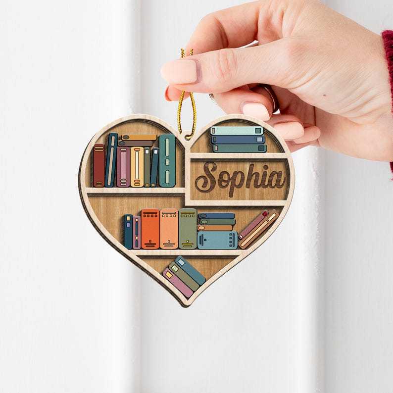 Personalized Heart Bookcase Ornament 2024, Christmas Tree Decoration, Book Lover Gift, Librarian Gift, Bookworm Gifts, Bookshelf Custom Name