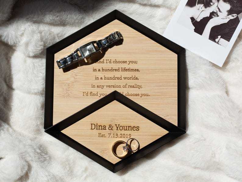 5 Years- Wood Anniversary Gift- Custom Wood Bamboo Tray - 5th Anniversary Gift Idea- Engraved wood catchall tray