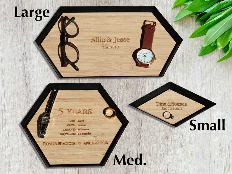 5 Years- Wood Anniversary Gift- Custom Wood Bamboo Tray - 5th Anniversary Gift Idea- Engraved wood catchall tray