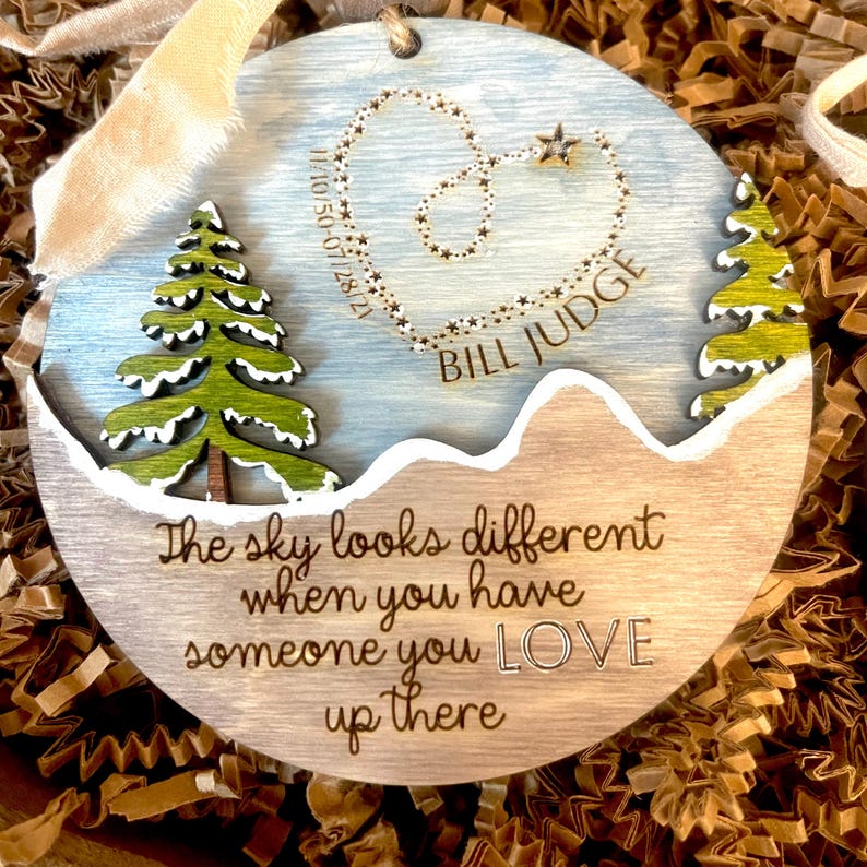 Personalized Memorial Ornament, 2024, The sky looks different when you have someone you love up there, customized  gift, handmade, painted