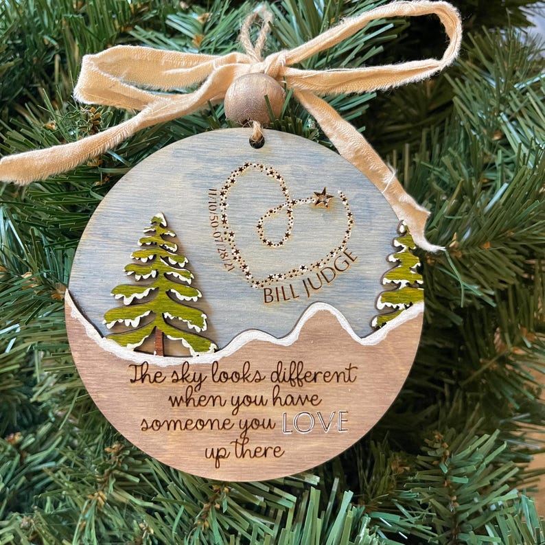 Personalized Memorial Ornament, 2024, The sky looks different when you have someone you love up there, customized  gift, handmade, painted