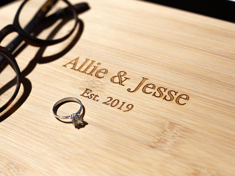5 Years- Wood Anniversary Gift- Custom Wood Bamboo Tray - 5th Anniversary Gift Idea- Engraved wood catchall tray