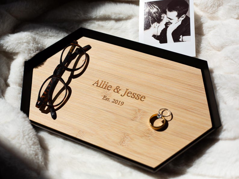 5 Years- Wood Anniversary Gift- Custom Wood Bamboo Tray - 5th Anniversary Gift Idea- Engraved wood catchall tray