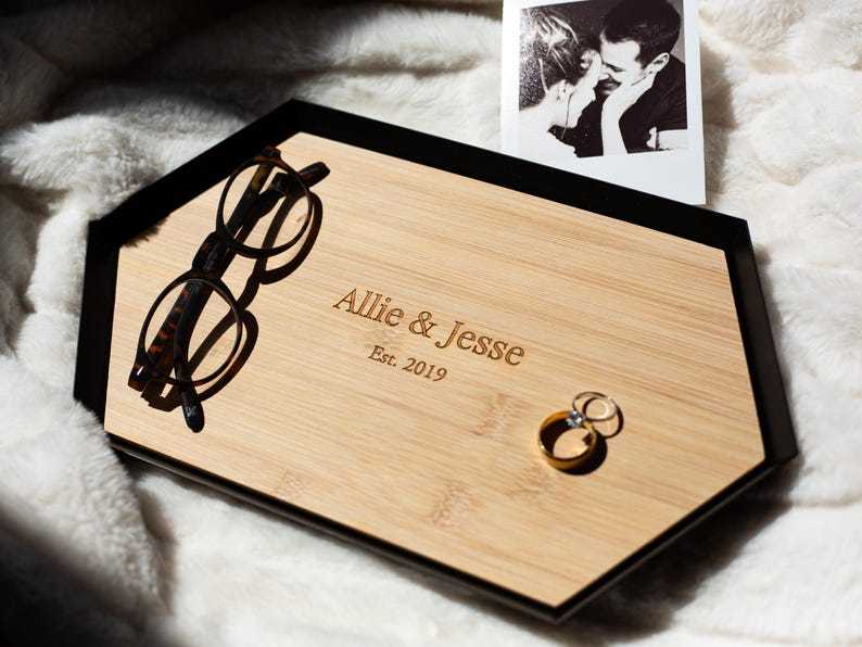 5 Years- Wood Anniversary Gift- Custom Wood Bamboo Tray - 5th Anniversary Gift Idea- Engraved wood catchall tray
