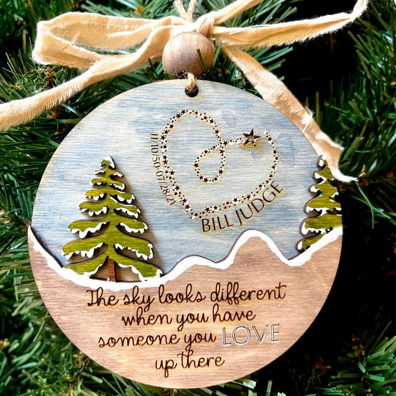 Personalized Memorial Ornament, 2024, The sky looks different when you have someone you love up there, customized  gift, handmade, painted