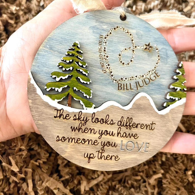 Personalized Memorial Ornament, 2024, The sky looks different when you have someone you love up there, customized  gift, handmade, painted