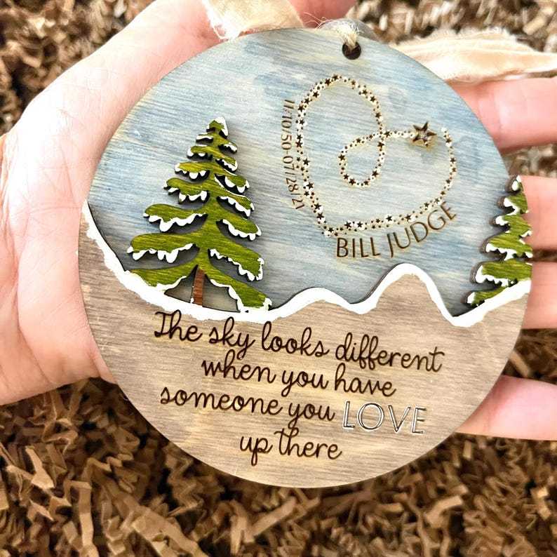 Personalized Memorial Ornament, 2024, The sky looks different when you have someone you love up there, customized  gift, handmade, painted