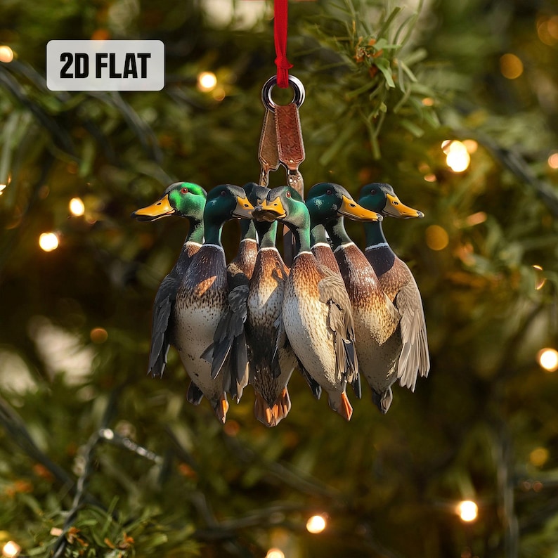 Duck Hunting Flat Ornament, Hunting Rearview Mirror Car Accessories, Hunting Christmas Ornament, Xmas Gift for Dad, Husband, Hunting Lovers
