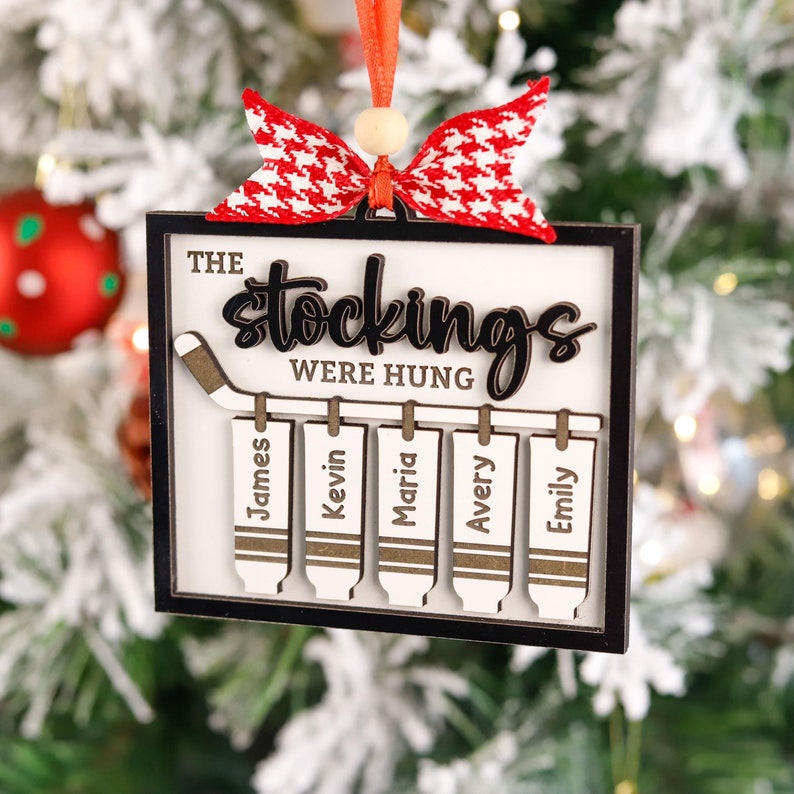 Customized Hockey Team Ornament, The Stockings Were Hung, Hockey Player Christmas Gift, Hockey Senior Night Present, 2024 Hockey Lover Gift