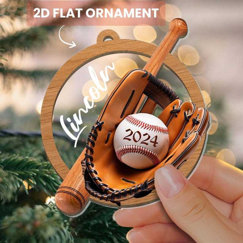 2D FLAT Baseball 2 Layer Mixed Ornament, Custom Baseball Christmas Tree Ornament, Sport Team Ornament, Custom Name Gift, Baseball Team Gift