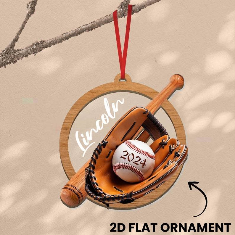 2D FLAT Baseball 2 Layer Mixed Ornament, Custom Baseball Christmas Tree Ornament, Sport Team Ornament, Custom Name Gift, Baseball Team Gift