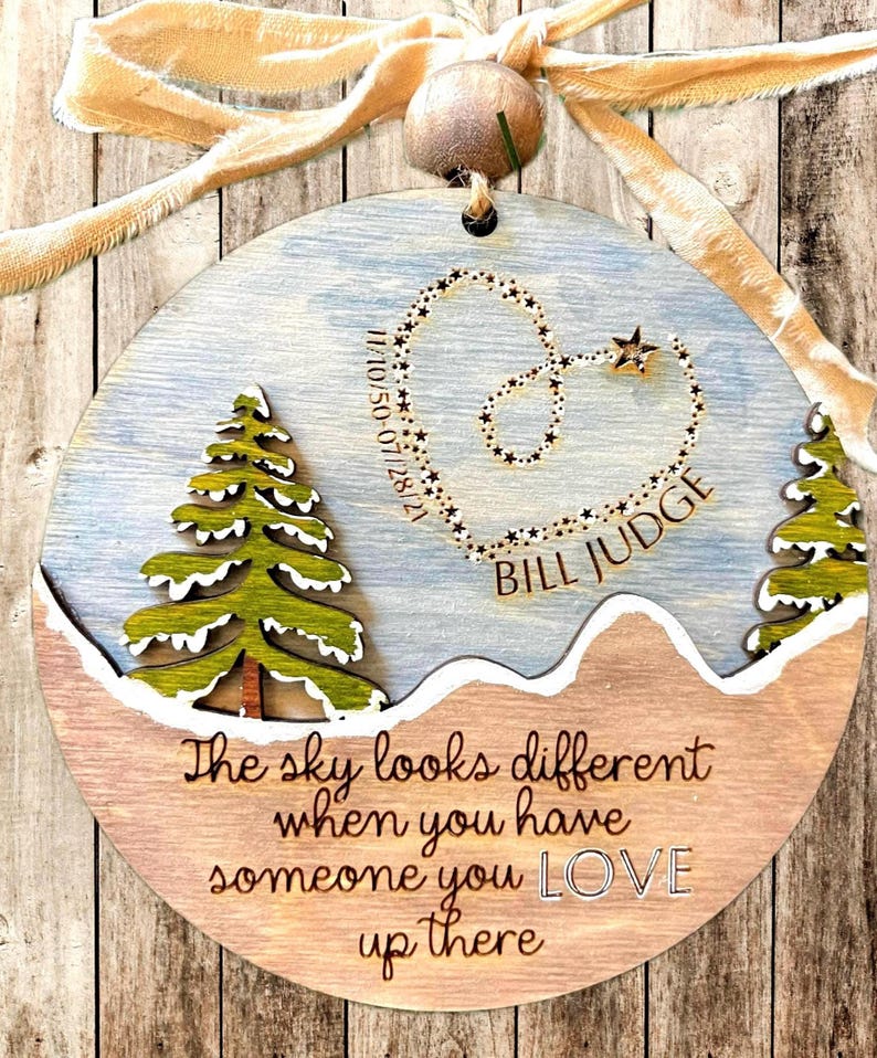 Personalized Memorial Ornament, 2024, The sky looks different when you have someone you love up there, customized  gift, handmade, painted