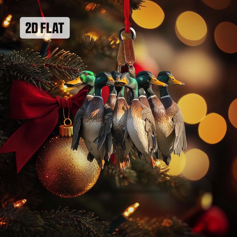 Duck Hunting Flat Ornament, Hunting Rearview Mirror Car Accessories, Hunting Christmas Ornament, Xmas Gift for Dad, Husband, Hunting Lovers