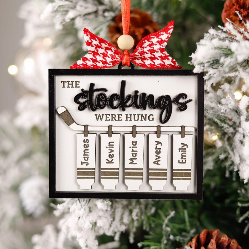 Customized Hockey Team Ornament, The Stockings Were Hung, Hockey Player Christmas Gift, Hockey Senior Night Present, 2024 Hockey Lover Gift