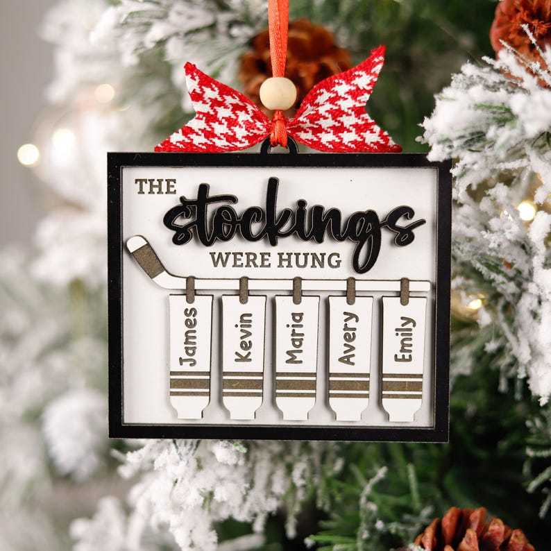 Customized Hockey Team Ornament, The Stockings Were Hung, Hockey Player Christmas Gift, Hockey Senior Night Present, 2024 Hockey Lover Gift