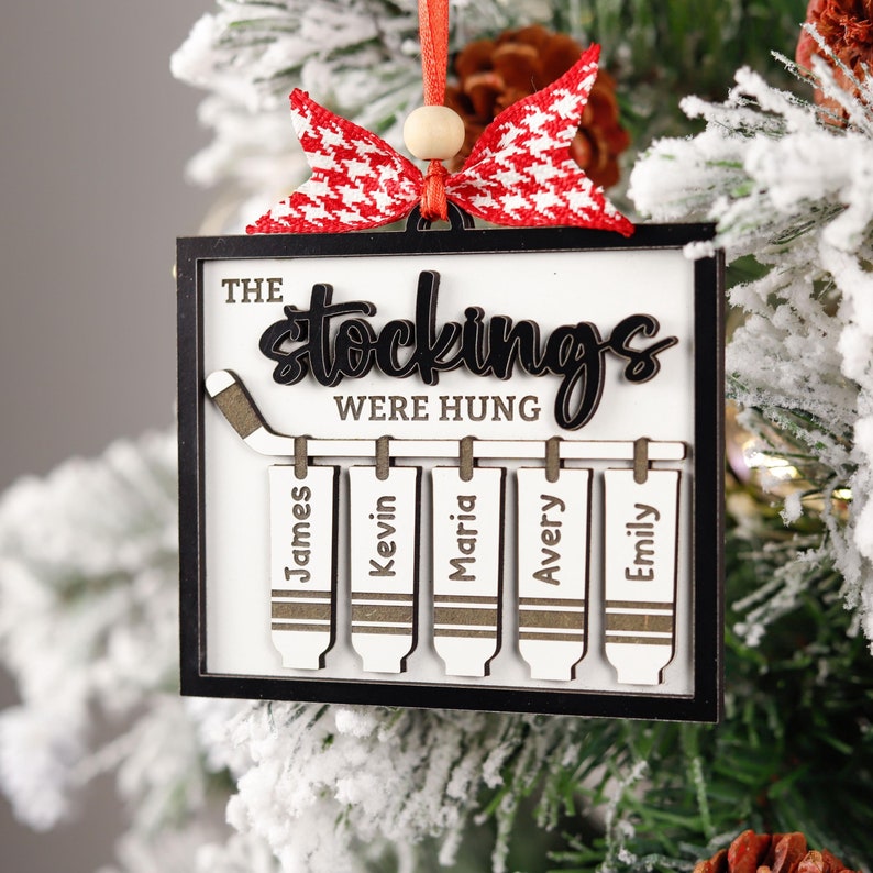 Customized Hockey Team Ornament, The Stockings Were Hung, Hockey Player Christmas Gift, Hockey Senior Night Present, 2024 Hockey Lover Gift
