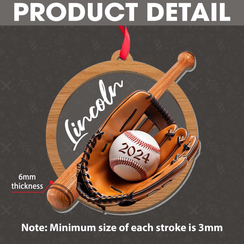 2D FLAT Baseball 2 Layer Mixed Ornament, Custom Baseball Christmas Tree Ornament, Sport Team Ornament, Custom Name Gift, Baseball Team Gift