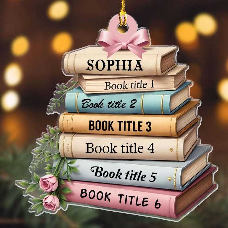 Personalized Book Ornament, Personalized Books, Bookworm Gift, Book Christmas Tree, Christmas Books, Book Ornament 2D Flat,Reading Ornament