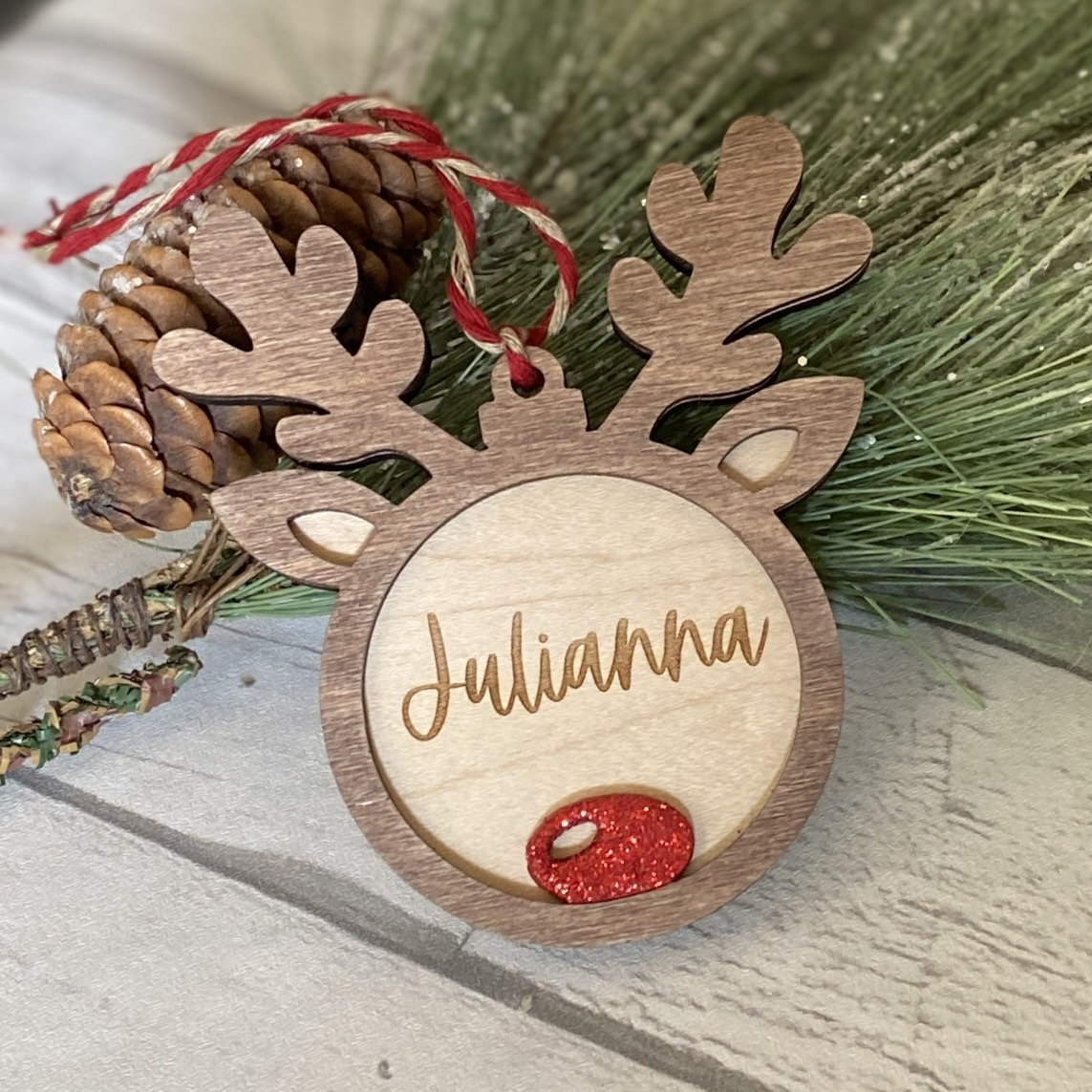 Personalized Ornament | Christmas Ornament | Reindeer Ornament | Engraved Ornament | Custom Kids Ornament | Kids Christmas Gift Idea
