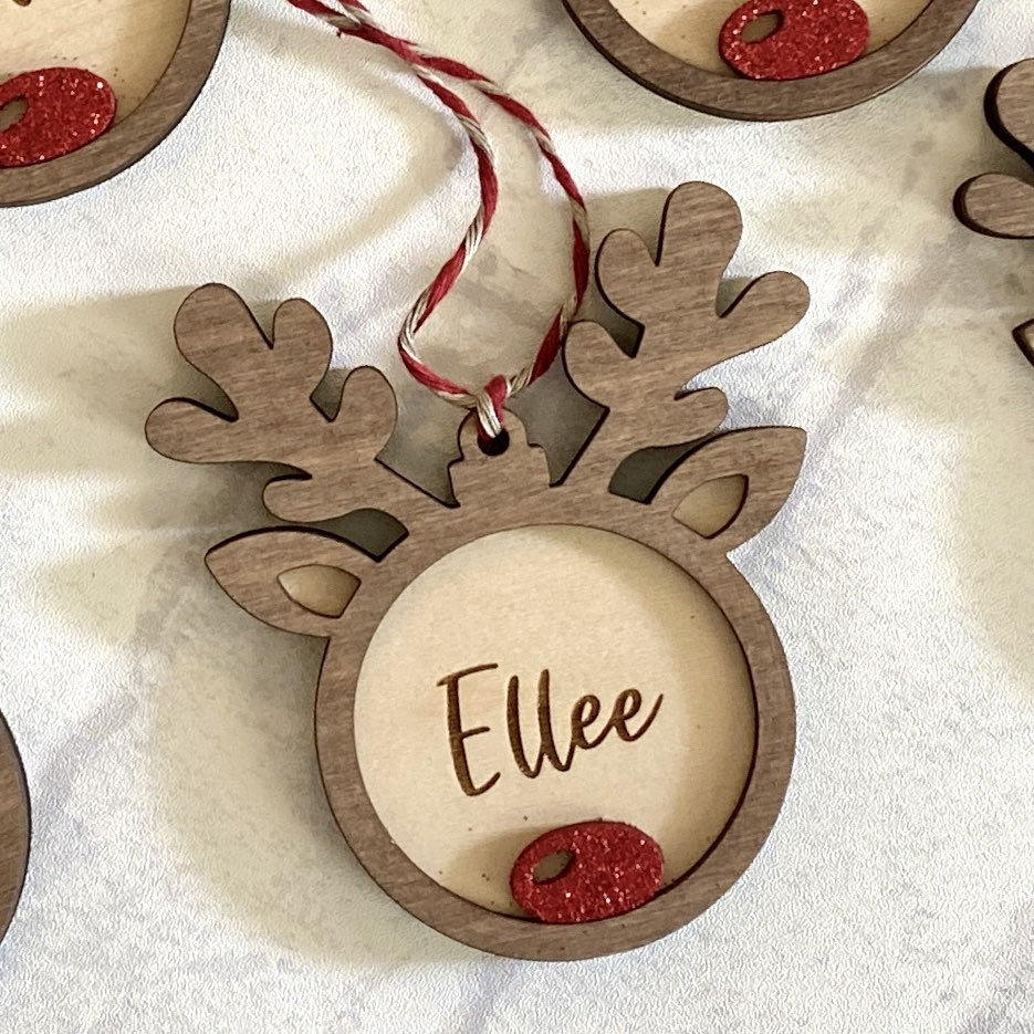 Personalized Ornament | Christmas Ornament | Reindeer Ornament | Engraved Ornament | Custom Kids Ornament | Kids Christmas Gift Idea