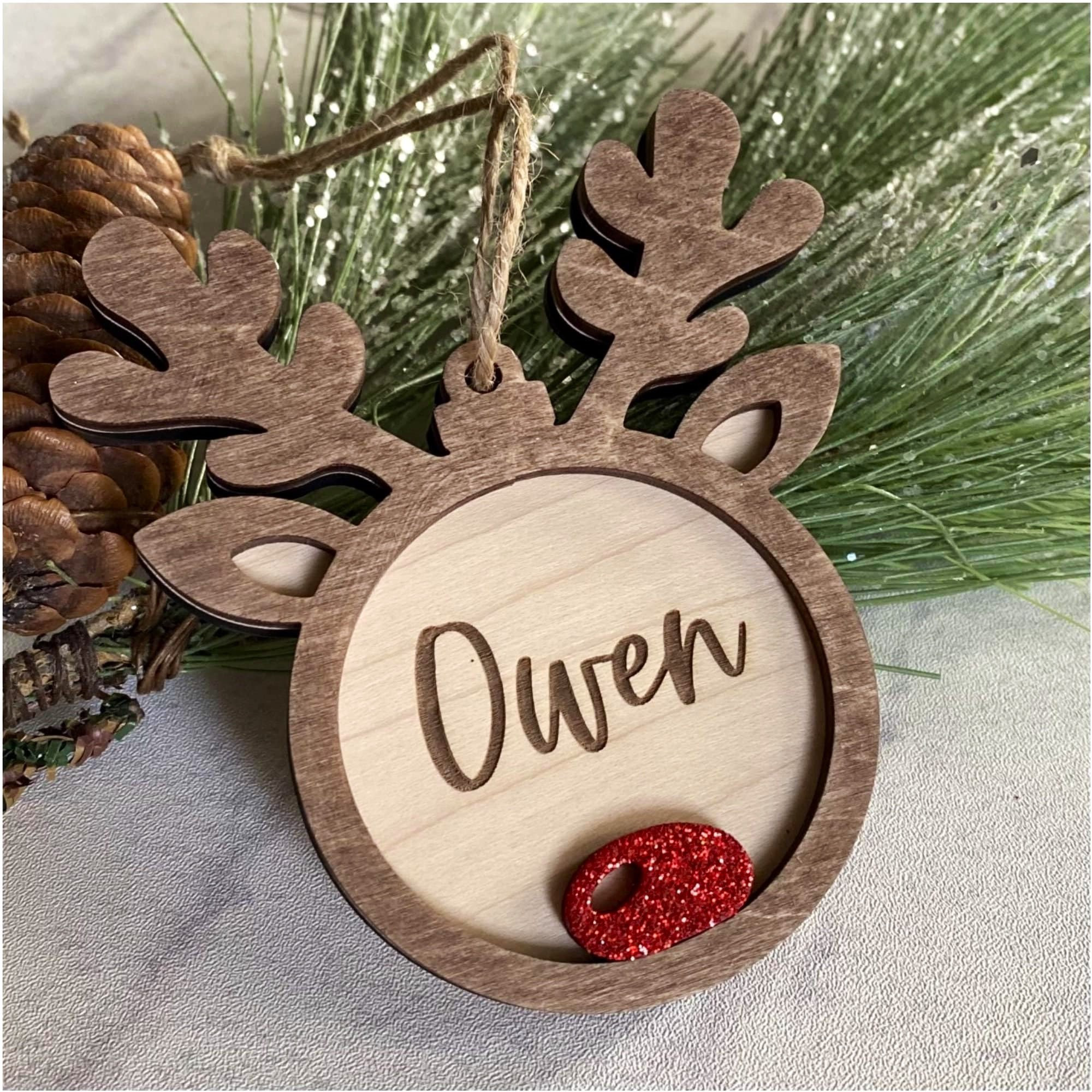Personalized Ornament | Christmas Ornament | Reindeer Ornament | Engraved Ornament | Custom Kids Ornament | Kids Christmas Gift Idea