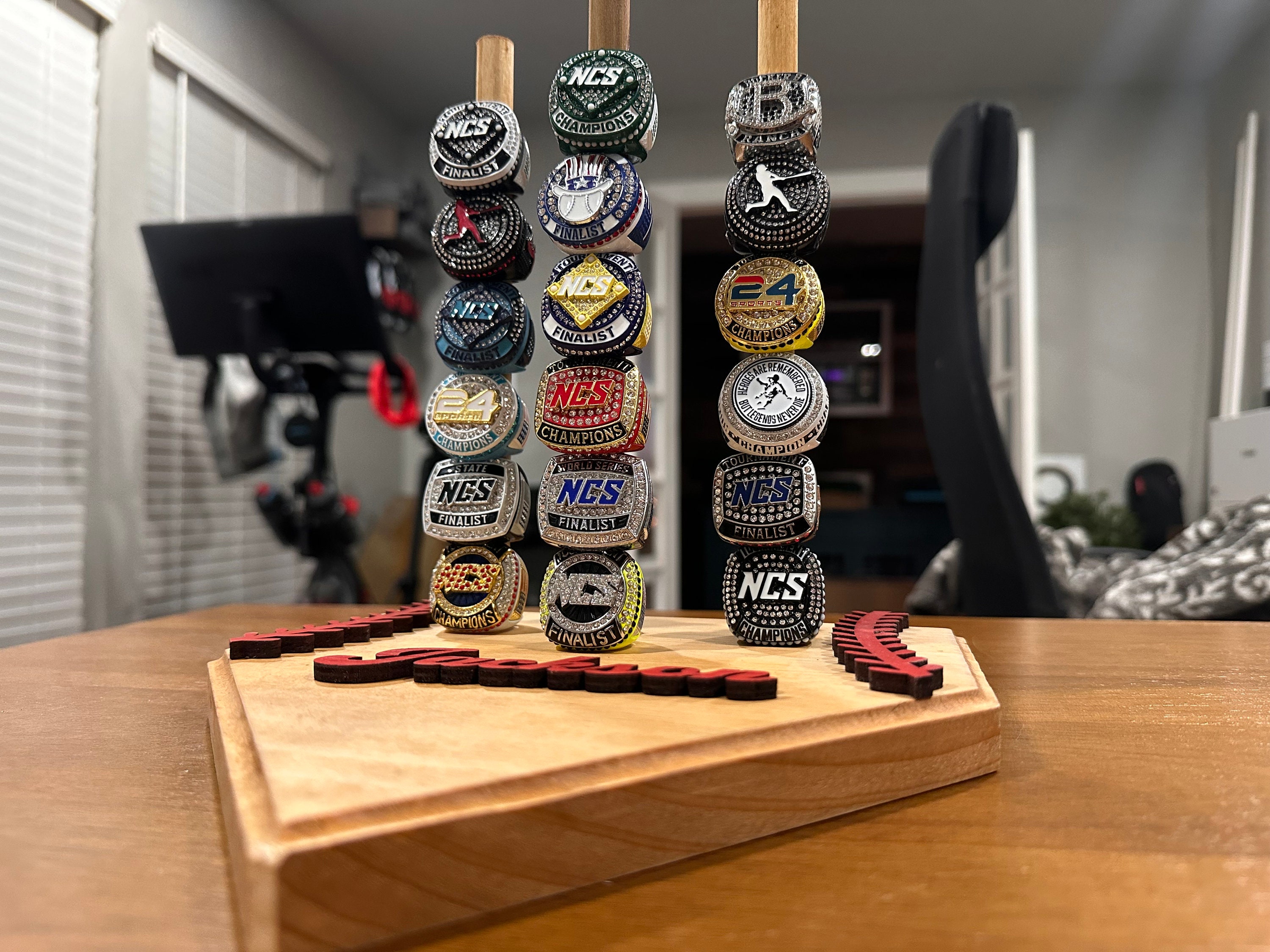 Customized Baseball Ring Holder, Softball Ring Display, Sports Ring Display, Medal Display, Athlete Gift, Sports Decor, Home Plate Ring