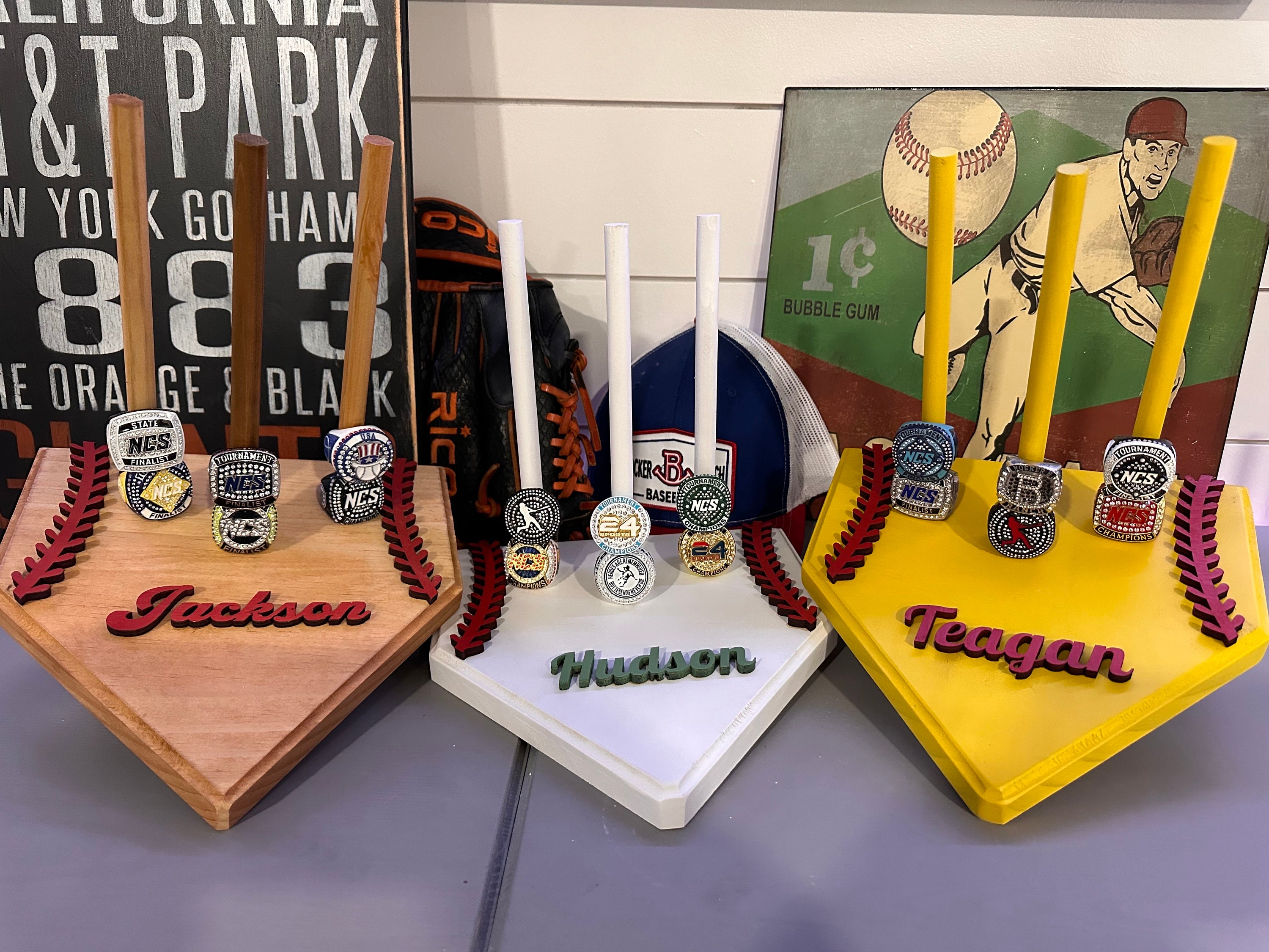 Customized Baseball Ring Holder, Softball Ring Display, Sports Ring Display, Medal Display, Athlete Gift, Sports Decor, Home Plate Ring