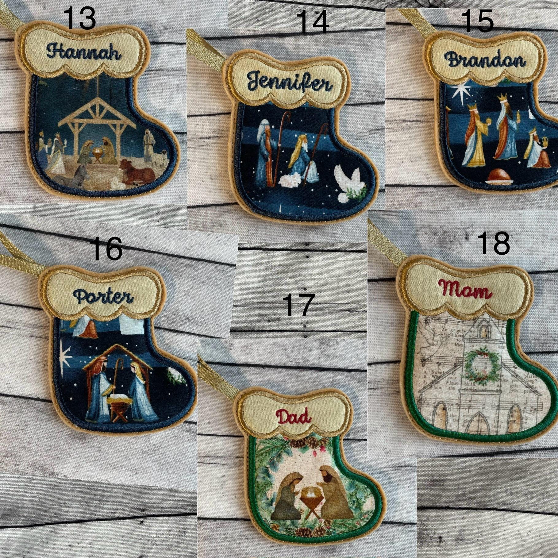Personalized Christmas Stocking Ornament, Stocking Ornament Gift Holder, Gift Card Holder Ornament, Custom Ornament, Mini Stockings