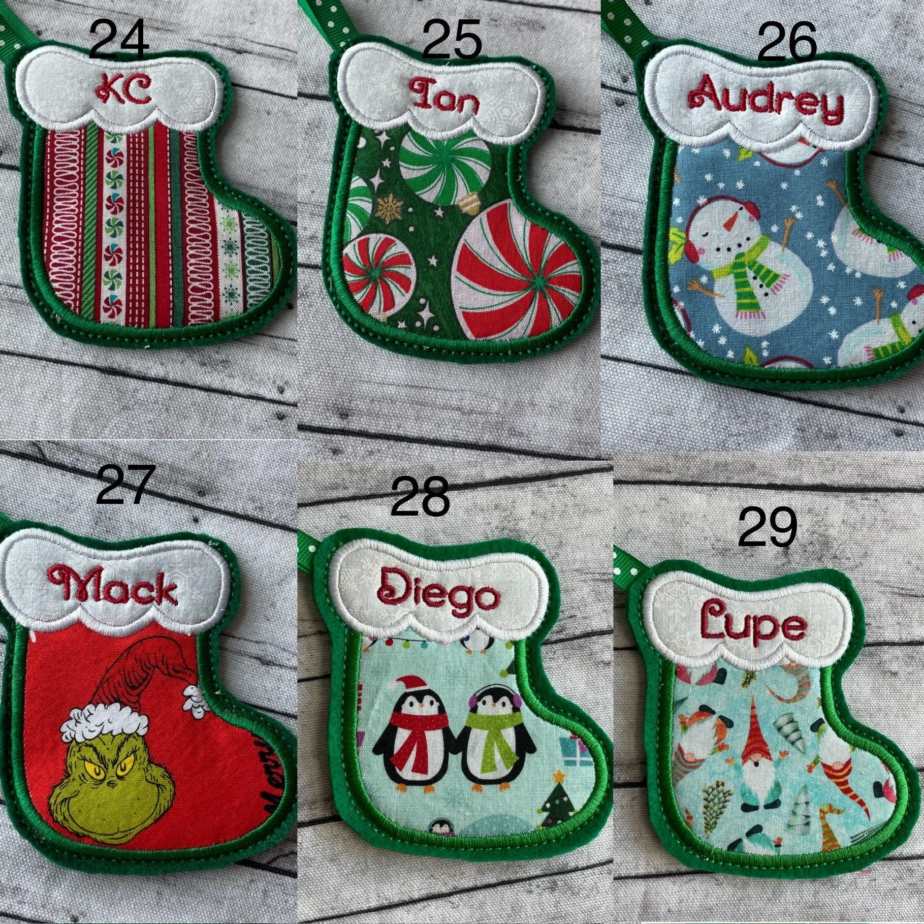 Personalized Christmas Stocking Ornament, Stocking Ornament Gift Holder, Gift Card Holder Ornament, Custom Ornament, Mini Stockings